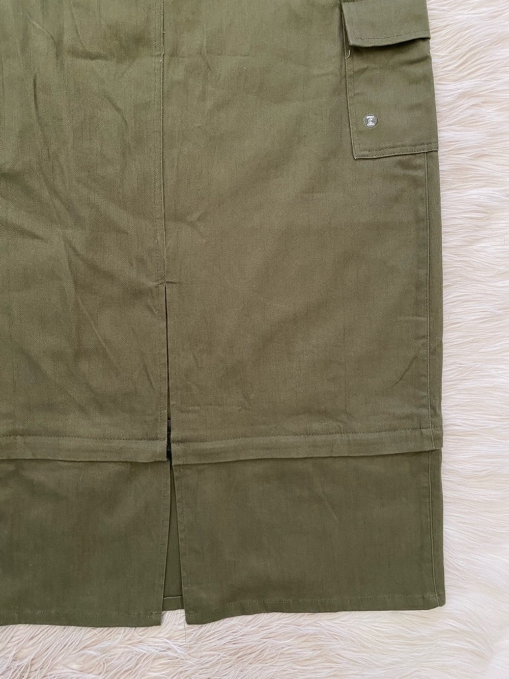 Inherit Zarina Cargo Midi Convertible Maxi Skirt Straight Fit Olive Green Modest - Picture 10 of 14